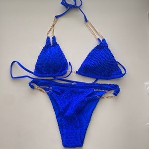 SHEIN M blue chain linked bikini